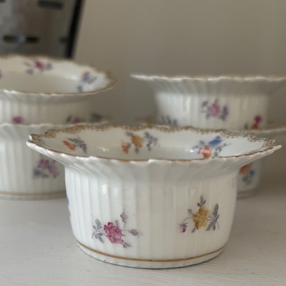 5 Floral Porcelain Bowls with Gold Trim